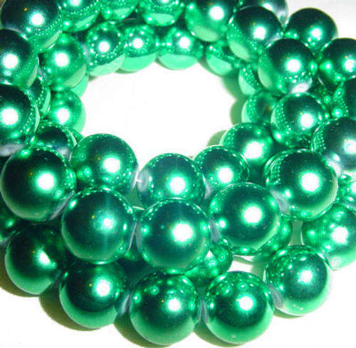 10mm Metallic Round Glass Pearls