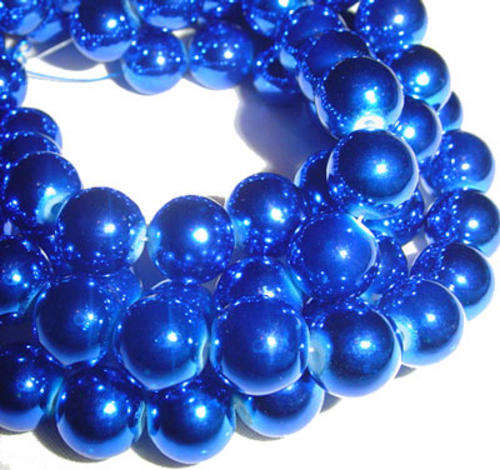 10mm Metallic Round Glass Pearls