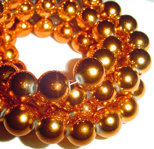 10mm Metallic Round Glass Pearls