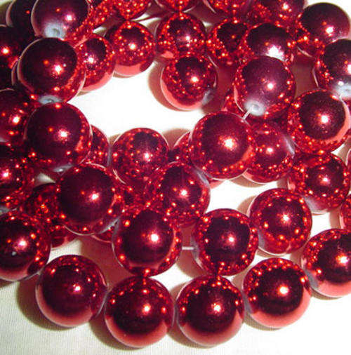10mm Metallic Round Glass Pearls