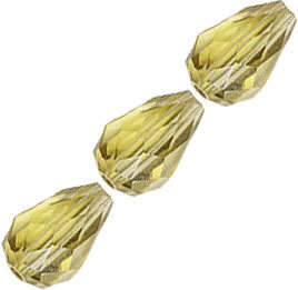 6x4mm Light Yellow Glass Crystal Teardrop Bead