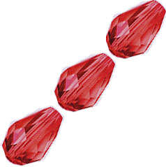 6x4mm Lt Ruby Red Glass Crystal Teardrop Bead