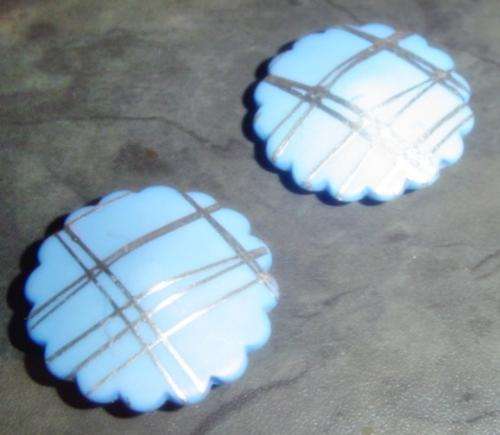 Suppliers Special: Gorgeous LARGE 34x12mm Round Disc Fashion Beads, Blue with Silver Drawbenching