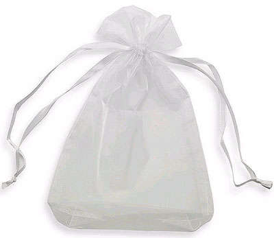 80x120mm Sheer White Organza Drawstring Bags WHITE