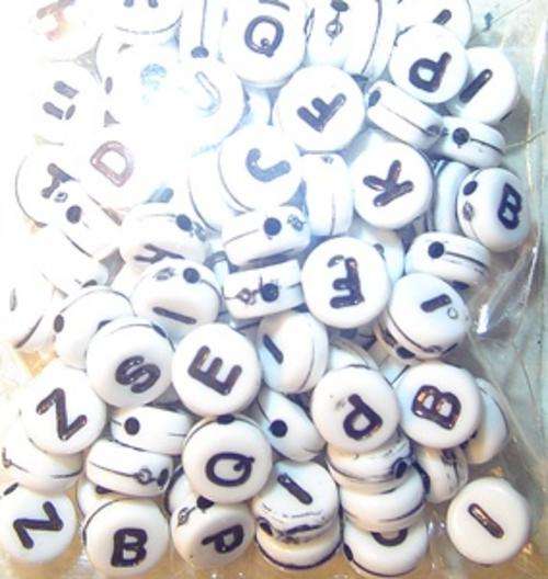 7x3mm Disc Bead The Full Alphabet A-Z Set plus some extra (pack size 100pcs)