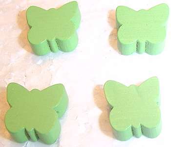 16x14x6mm GREEN Wooden Butterfly Beads