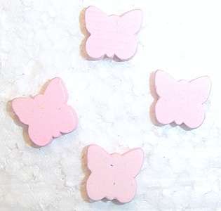 16x14x6mm Pale Pink Wooden Butterfly Bead