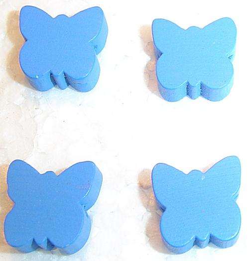 16x14x6mm BLUE Wooden Butterfly Beads