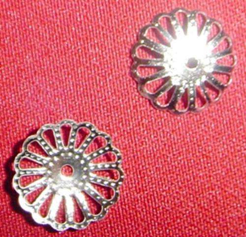 13mm Silverplated Filigree Metal Foil Bead Cap