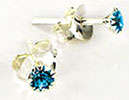 3mm Light Blue Austrian Quartz Crystal set in 925 Sterling Silver Stud Earrings