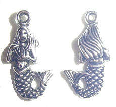 22mm Double Sided Tibetan Silver Mermaid Charm