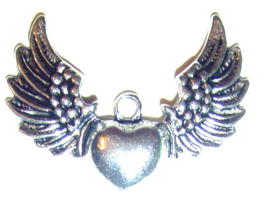 35X26mm Tibetan Silver Winged Heart Pendant