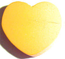 17x15x6mm Funky Wooden Heart Bead in Psychadelic Yellow