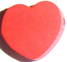 17x15x6mm Funky Wooden Heart Bead in Psychadelic Red