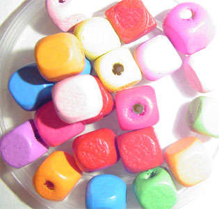 A Random Selection of Colourful 8mm Square Wooden Beads, Pack of 60