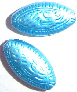 14x7x4mm Colourful Metallic TURQUOISE Acrylic Mardi Gras Bead