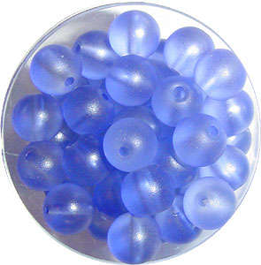 8mm Blue Iced Round Glass Beads