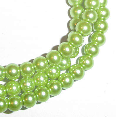 6mm Shade of Green Round Glass Pearls