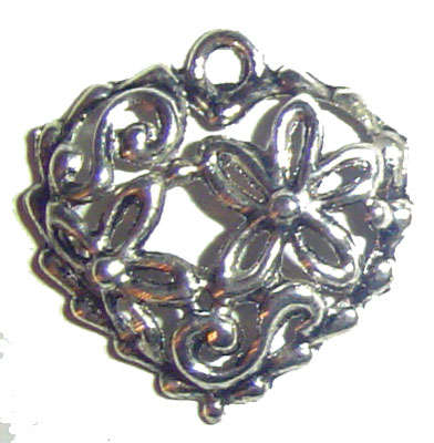 20mm Tibetan Silver Filigree Heart Charm