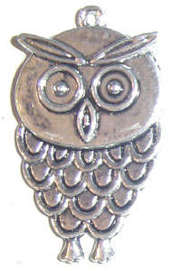 36mm Tibetan Silver Owl Pendant, sold individually