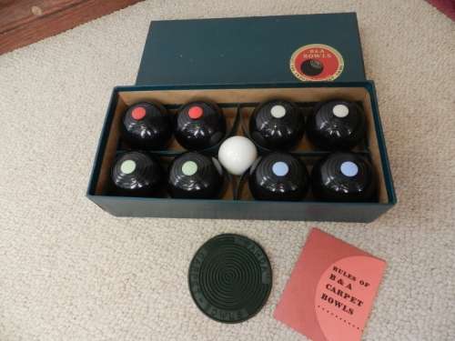 Vintage B&A Carpet Bowls in box complete with rules