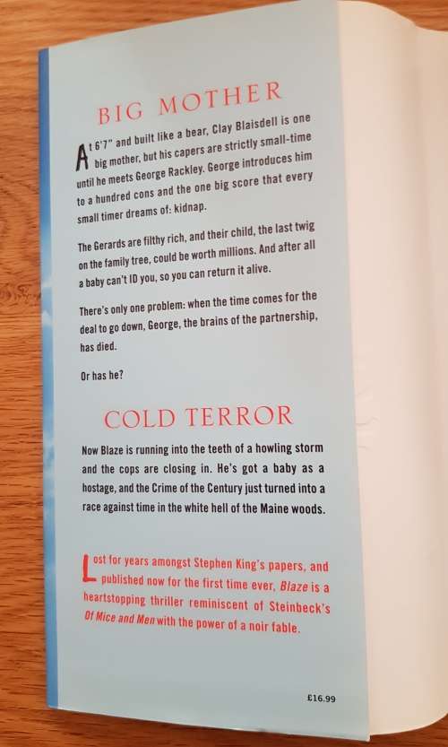 Blaze  Richard Bachman - Stephen King (Horror).