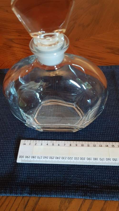 Vintage glass decanter. Thick durable glass with lovely top to stopper.