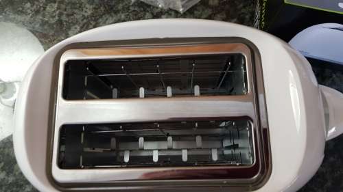 Salton Toaster  Two slice toaster in white plastic.