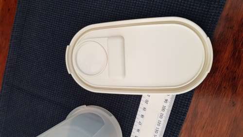 Vintage Tupperware canister storage.  1x Tall Oval canister (colourless/see through) with secure lid