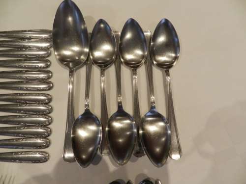 Dutch Vintage  Gero Zilmeta Stainless Steel Cutlery Set. Circa 1960s.  40pce