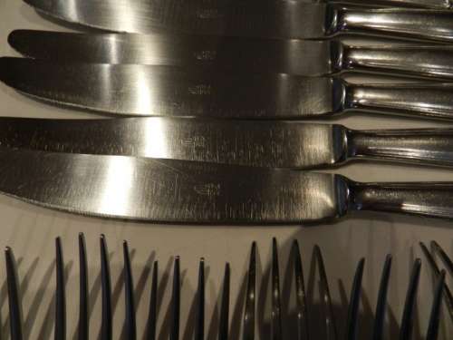 Dutch Vintage  Gero Zilmeta Stainless Steel Cutlery Set. Circa 1960s.  40pce