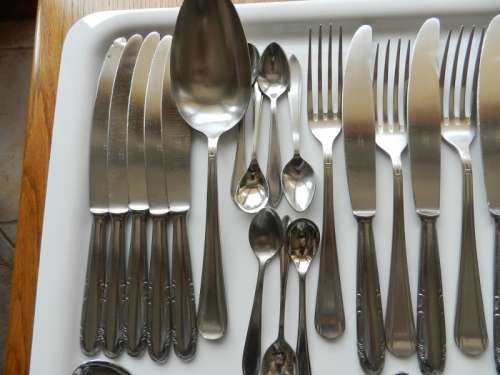 Dutch Vintage  Gero Zilmeta Stainless Steel Cutlery Set. Circa 1960s.  40pce