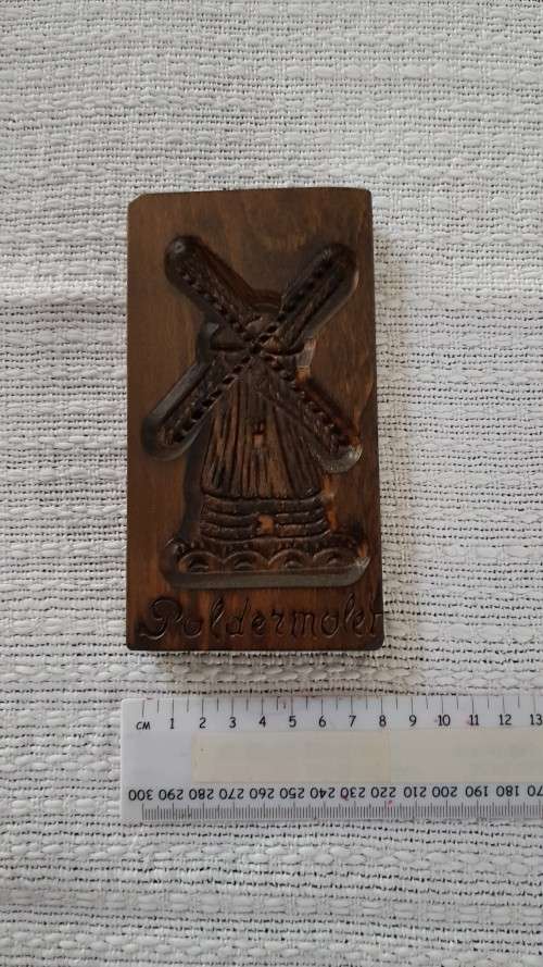 Vintage Dutch Wooden Cookie Moulds Speculaas.  Small board with the traditional windmill design