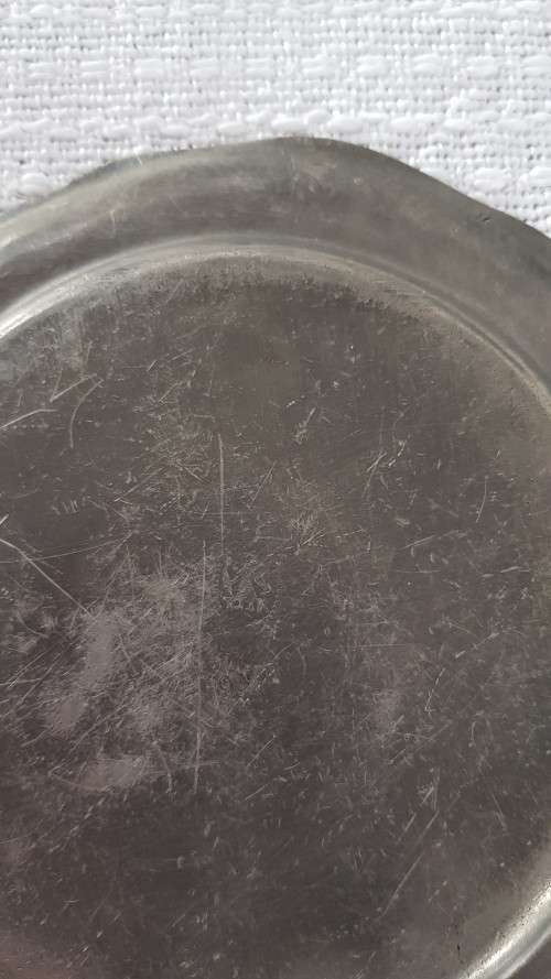 Antique Dutch Pewter Plate.  Late18th early 19th Century with Angel and trumpet mark