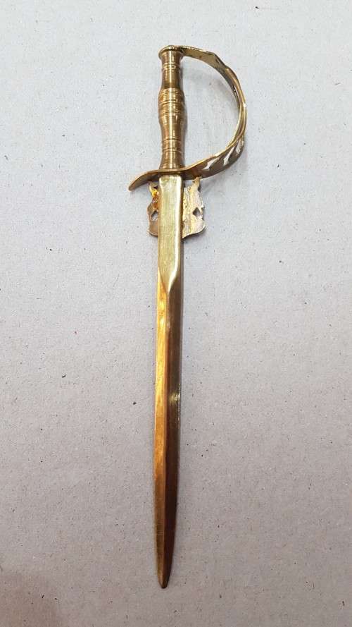 Vintage Brass Ornament:  Brass sword shaped letter opener with Town weapon PRETORIA.