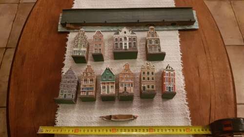 Vintage Miniture Dutch Blokker Houses. Circa 1996. Set of 10x Amsterdam Canal Houses