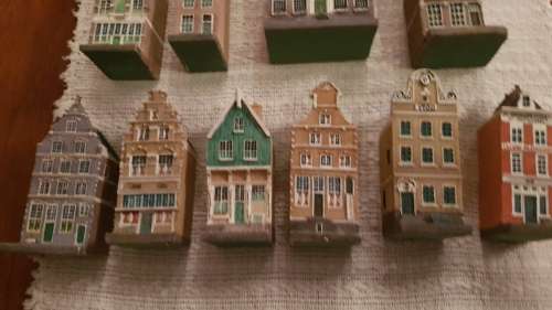 Vintage Miniture Dutch Blokker Houses. Circa 1996. Set of 10x Amsterdam Canal Houses
