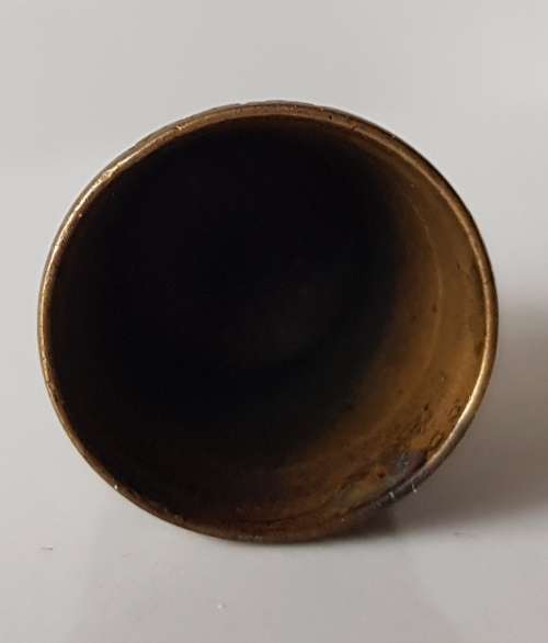 A Vintage collectors brass metal thimble. The Brass Thimble is marked C.P.R.S. on the rim.