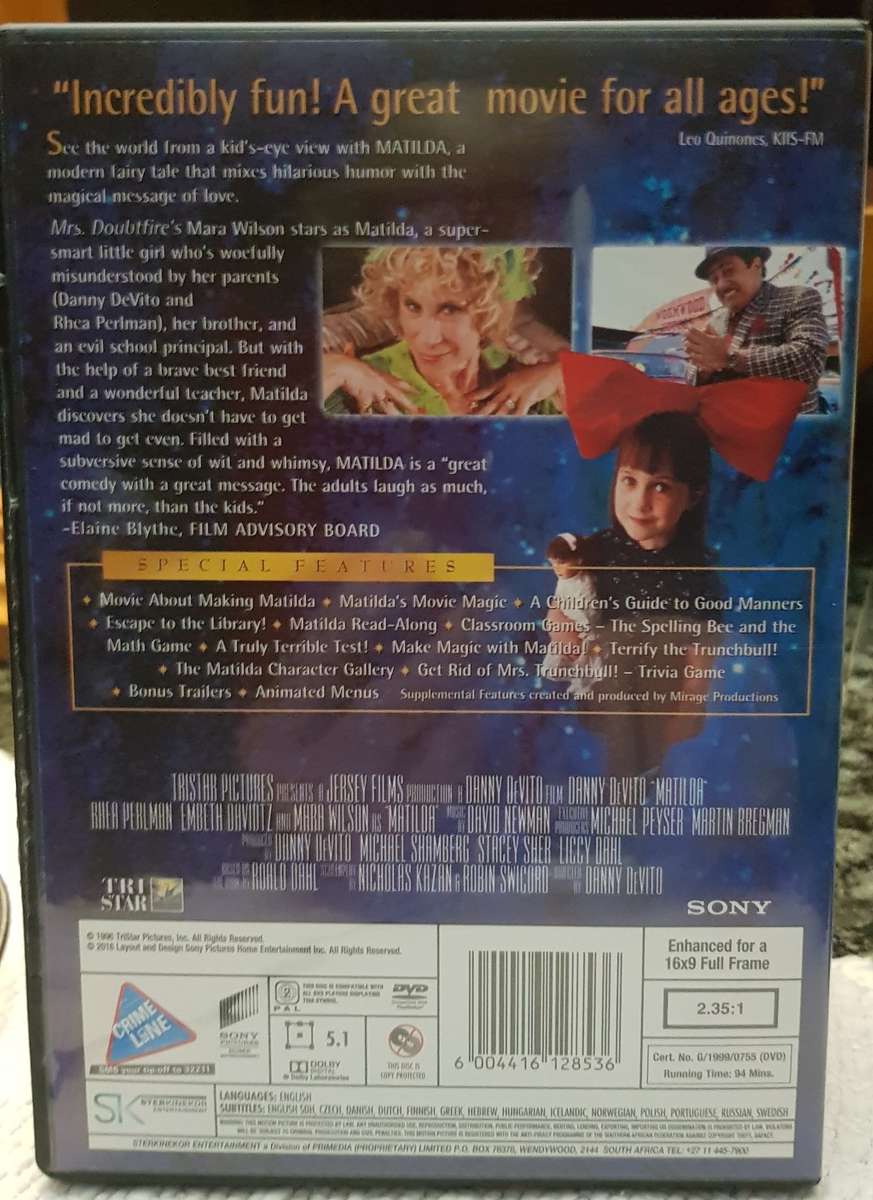 Family Entertainment DVD   Mathilda.  Special Edition. Good, clean condition.