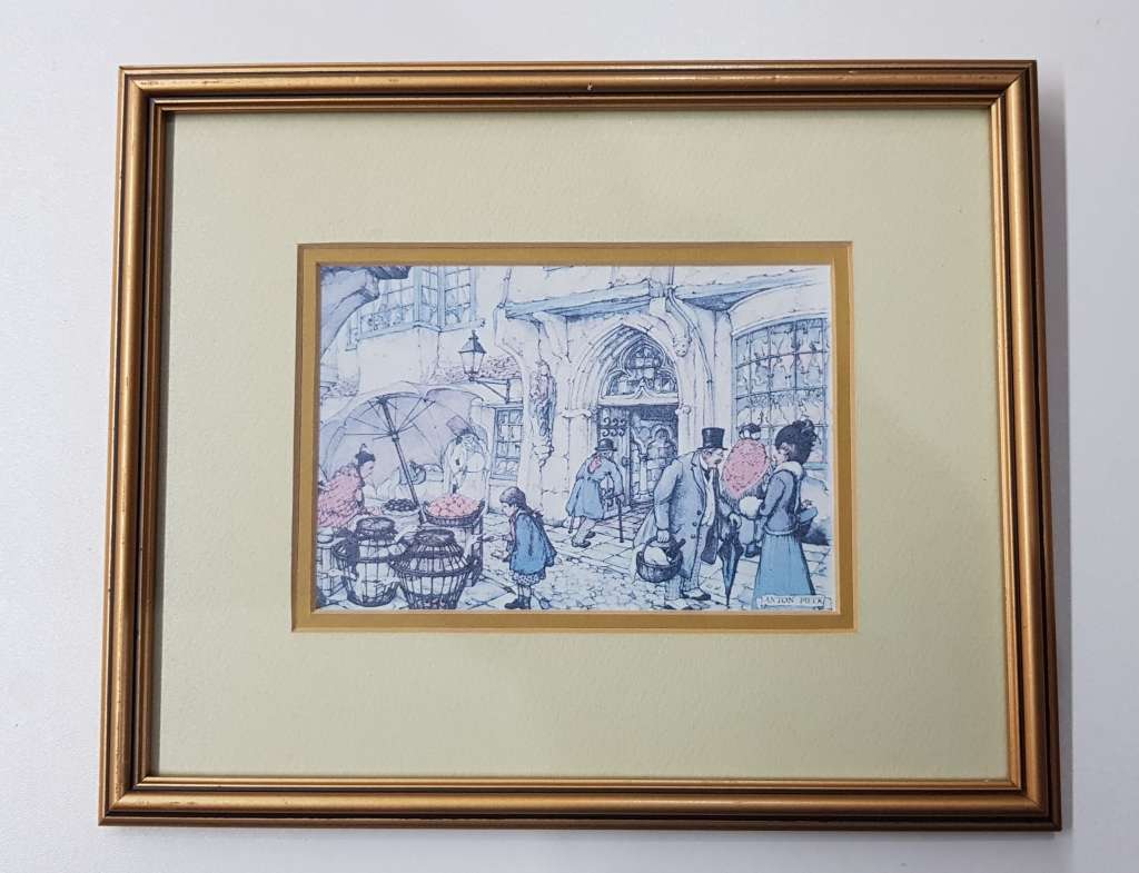 Wooden Picture Frame: Print of Vintage Dutch street scene by Anton Pieck.