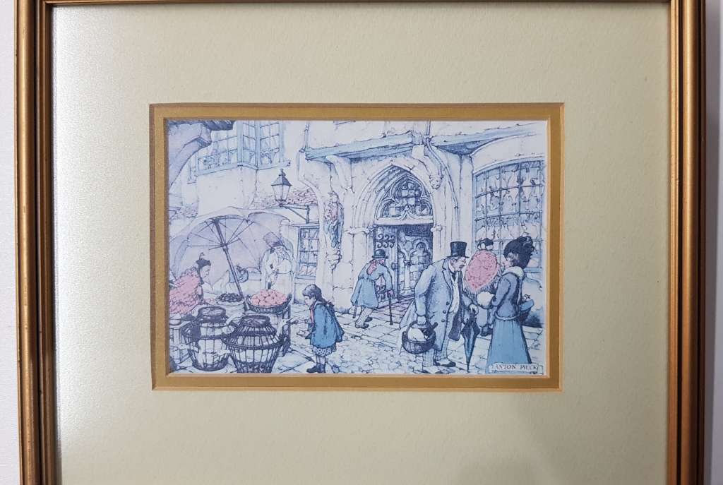 Wooden Picture Frame: Print of Vintage Dutch street scene by Anton Pieck.