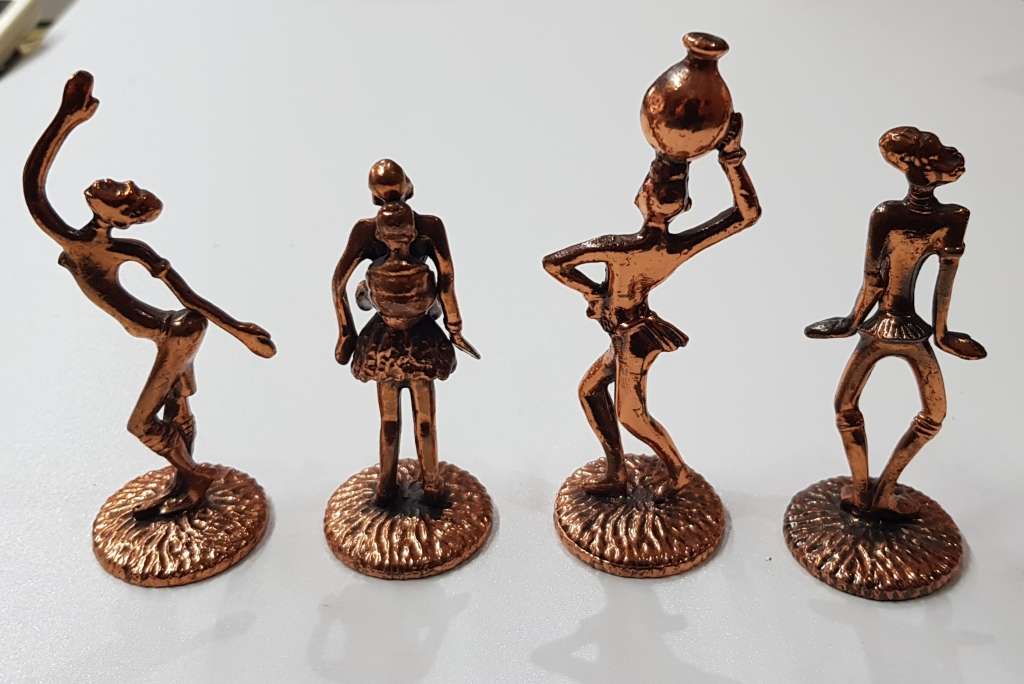 Set of 4x copper coloured metal Ndebele female figures.