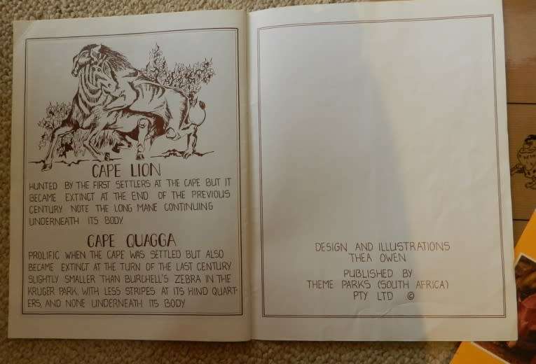 Sudwala Dinosaur Park souvenir:  Consists of Sudwala Park Booklet