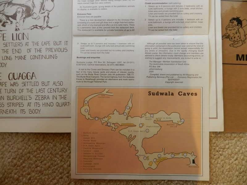 Sudwala Dinosaur Park souvenir:  Consists of Sudwala Park Booklet