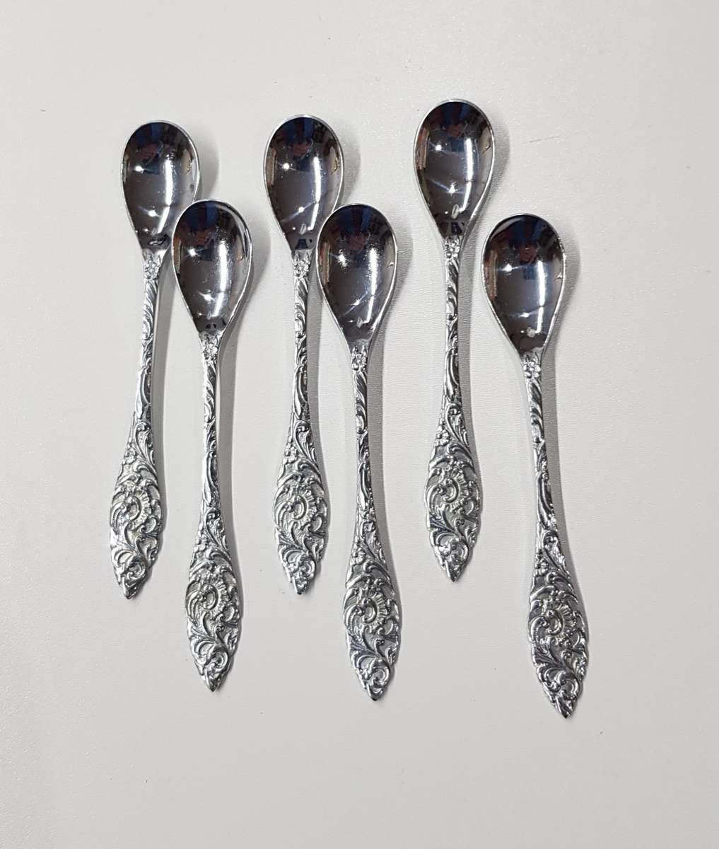 Vintage Set of 6x Dutch Tea Spoons  Chrome plated, marked vlekvrij.