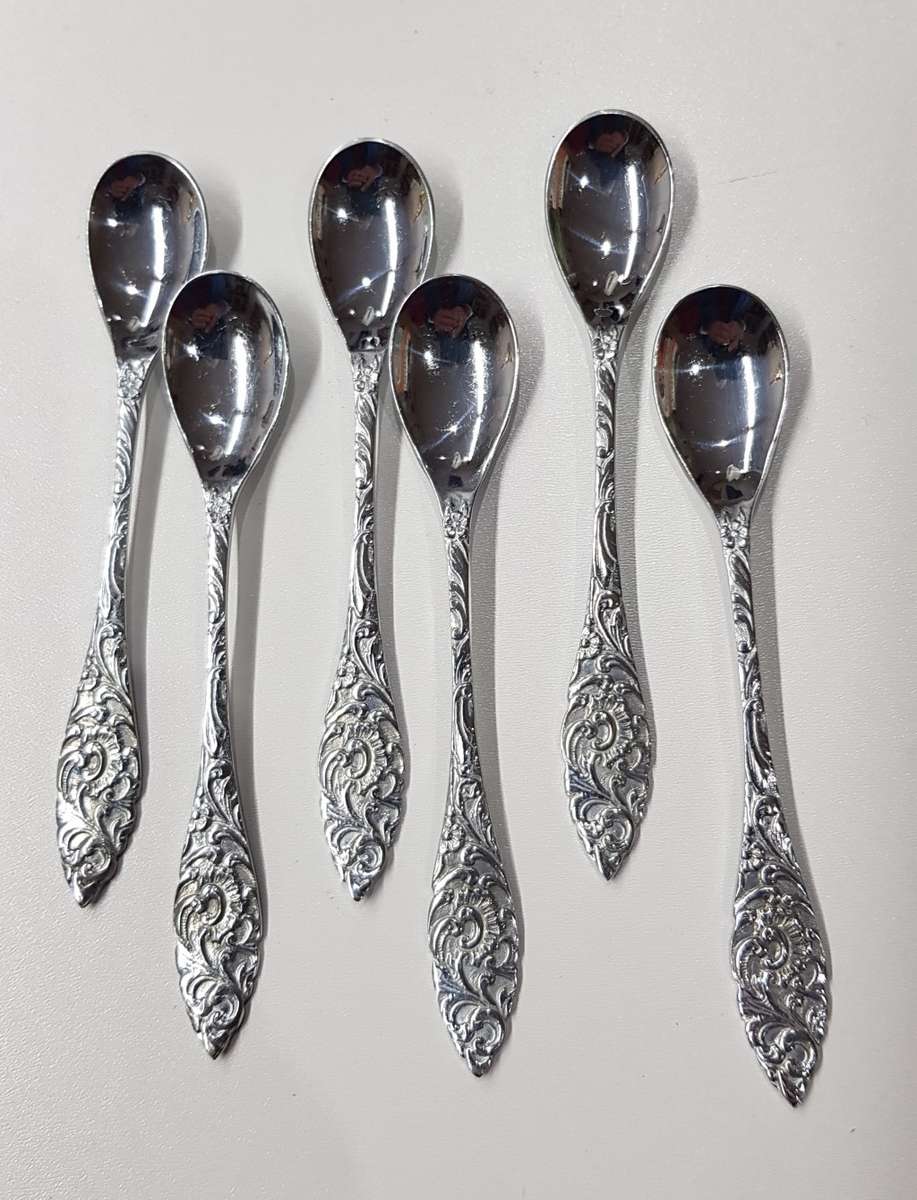 Vintage Set of 6x Dutch Tea Spoons  Chrome plated, marked vlekvrij.