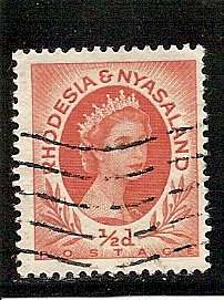 Rhodesia & Nyasaland 1954 1/2d Queen Elizabeth II