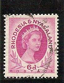 Rhodesia & Nyasaland 1954 6d Queen Elizabeth II