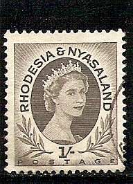 Rhodesia & Nyasaland 1954 1/- Queen Elizabeth II