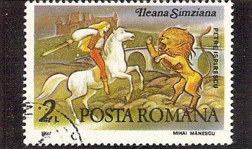 1987 2L Girl on Horse Fighting Lion (fairy tale)